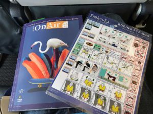 Inflight magasin og safety card Belavia