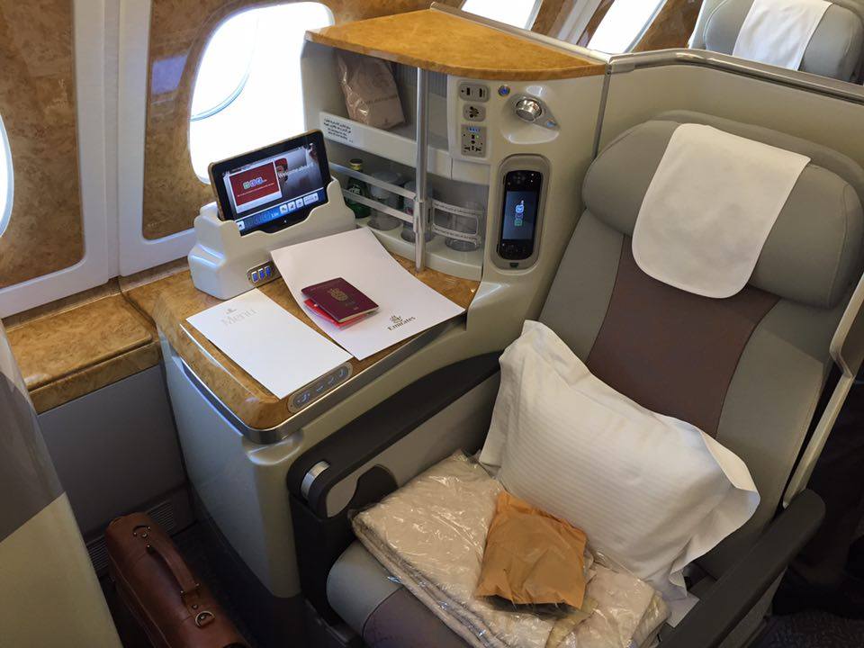 Billede: Business Class på Emirates A380 (foto: Kenneth Karskov)