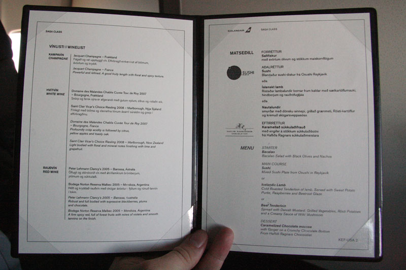 Icelandair-Saga Class- Boston Menu - foto Kenneth Karskov