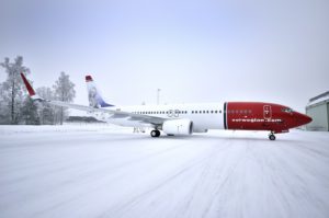 Norwegian fly med den karakteristiske røde næse (foto: Hans Olav Nygård/Norwegian)