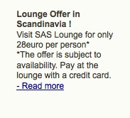 SAS lounge offer SAS lounge offer