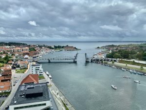 Sønderborg set fra udsigtsplatformen Point-of-View på 16. etage af det nye Alsik Hotel (foto: Kenneth Karskov)